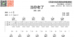 当你老了吉他谱 C调原版编配 赵照