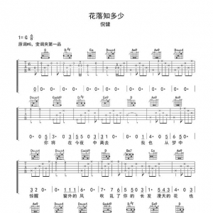 《花落知多少》倪健吉他谱