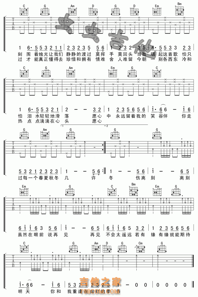 《老鼠爱大米》和 张学友《祝福》吉他谱