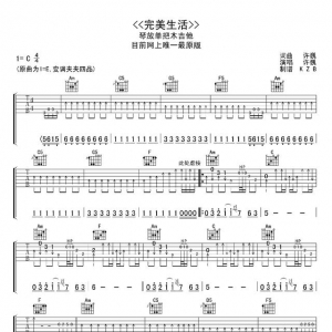 许巍，完美生活吉他谱