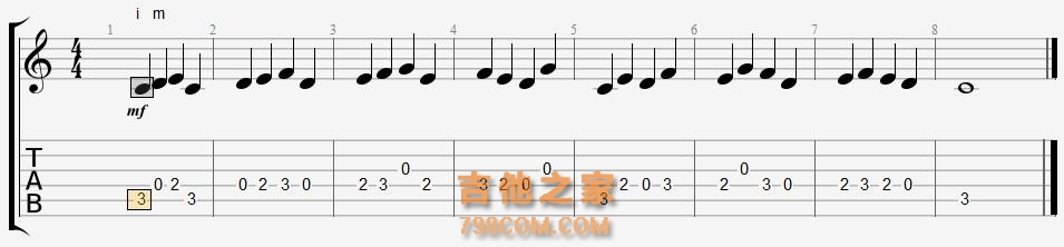 指弹吉他(5.1)-五个音CDEFG,非常适合初学者入门的练习