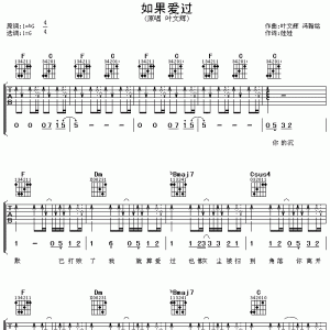 如果爱过—叶文辉吉他谱