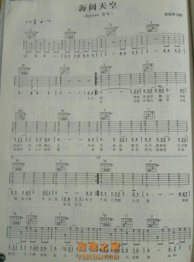 beyond 海阔天空吉他谱,solo