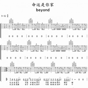 【吉他谱】beyond《命运是你家》