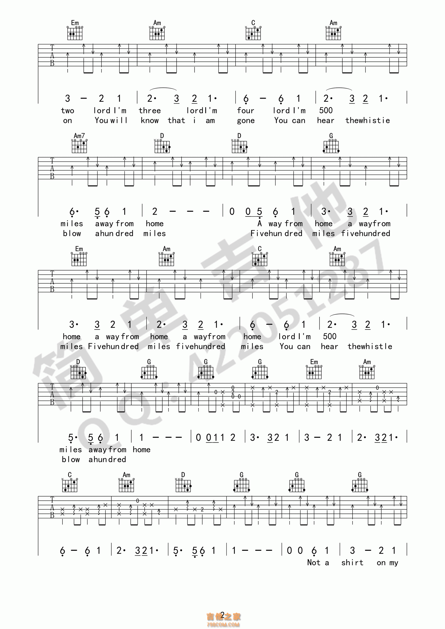 500 miles吉他谱_Justin Timberlake_G调弹唱86%单曲版 - 吉他世界