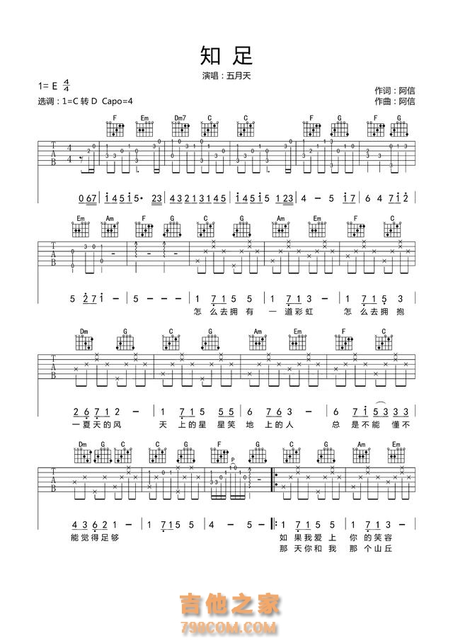 「吉他谱分享」因为是五月天，所以才喜欢！