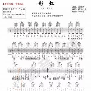 《彩虹》周杰伦 吉他弹唱教学(酷音小伟编谱)
