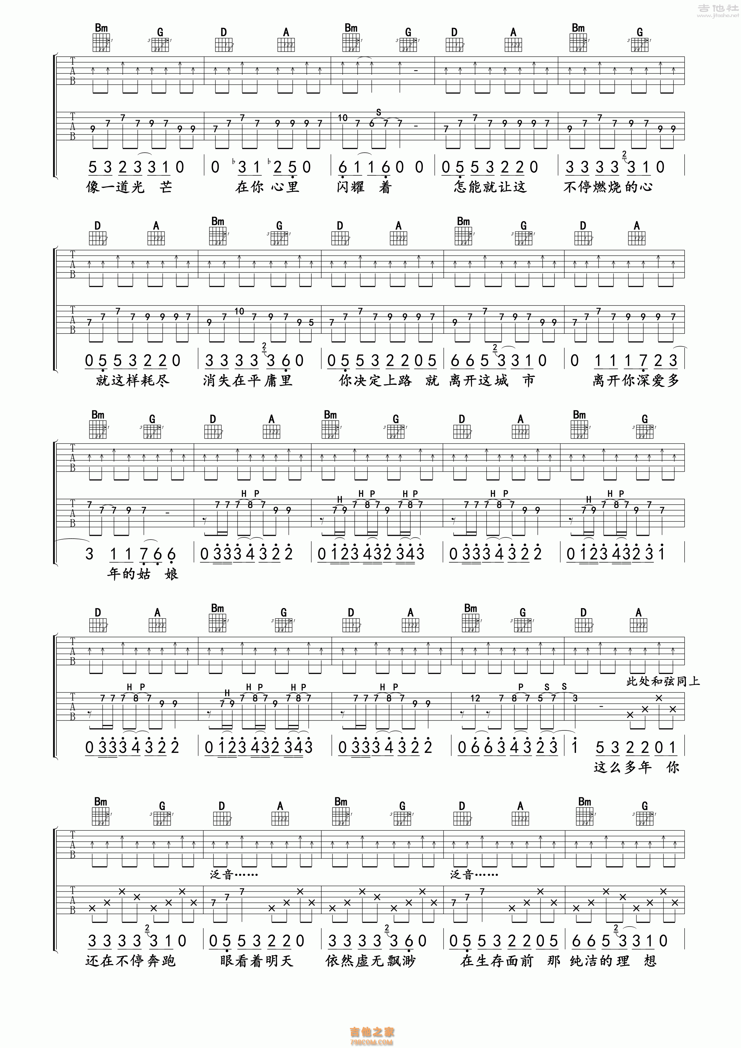 《那一年》,许巍（六线谱 调六线吉他谱-虫虫吉他谱免费下载