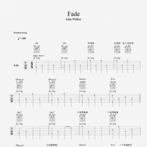 昨天有人想要《Faded》吉他谱，今天放在这里，需要的自行保存 ...