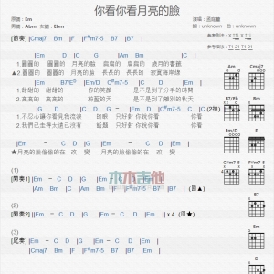 你看你看月亮的脸 孟庭苇 TXT吉他谱