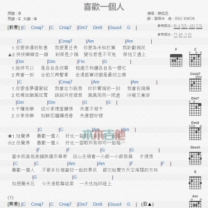 喜欢一个人 陈奕迅 TXT吉他谱