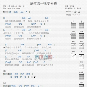 说你也一样爱着我 张栋梁 TXT吉他谱
