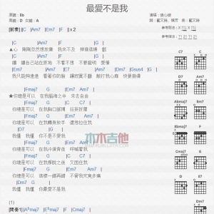 【最爱不是我】最爱不是我TXT吉他谱 张心杰