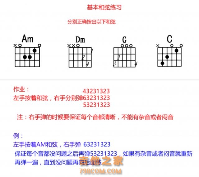 吉他基本和弦的练习方法