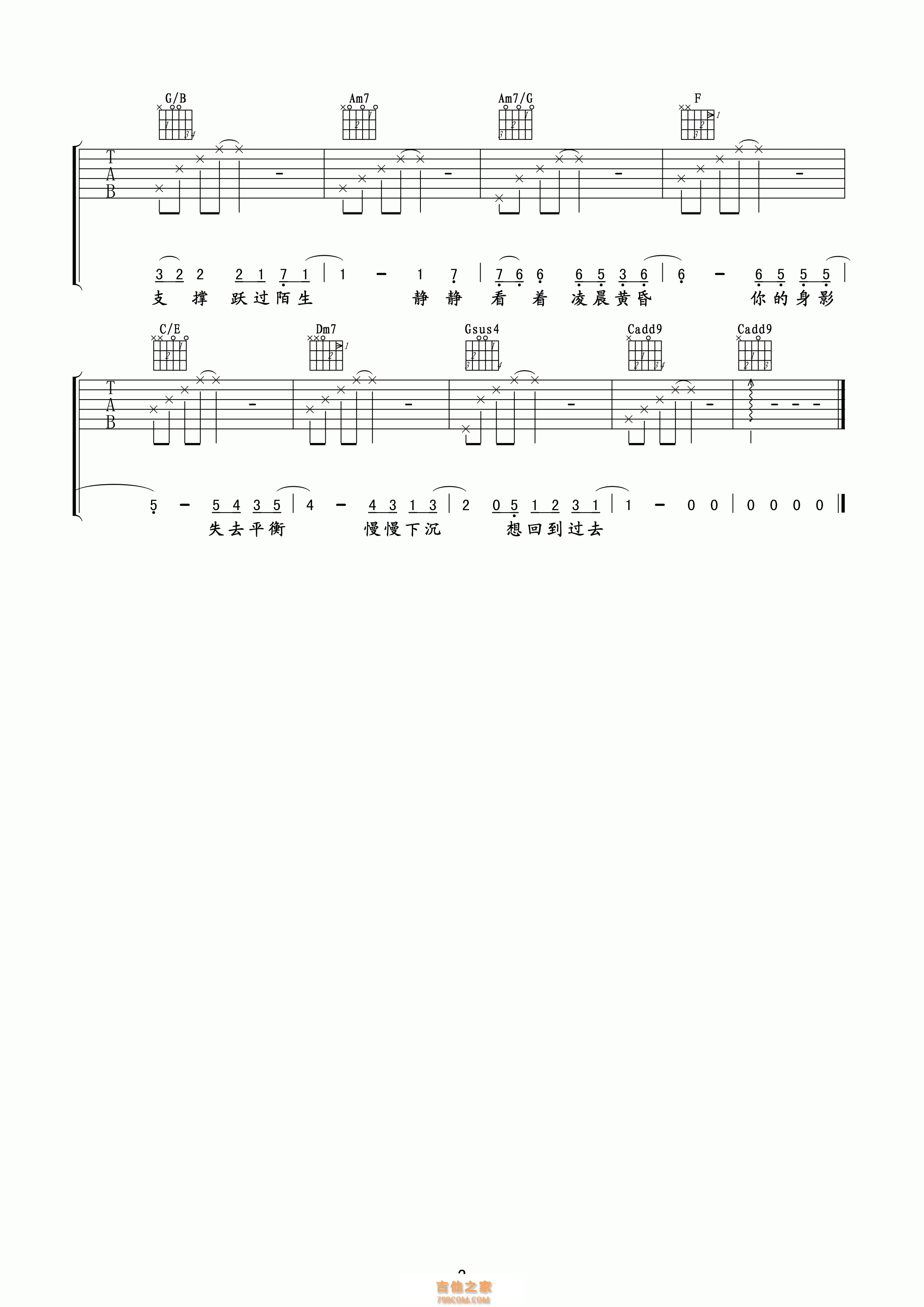 周杰伦 回到过去吉他谱 C调玩易吉他版