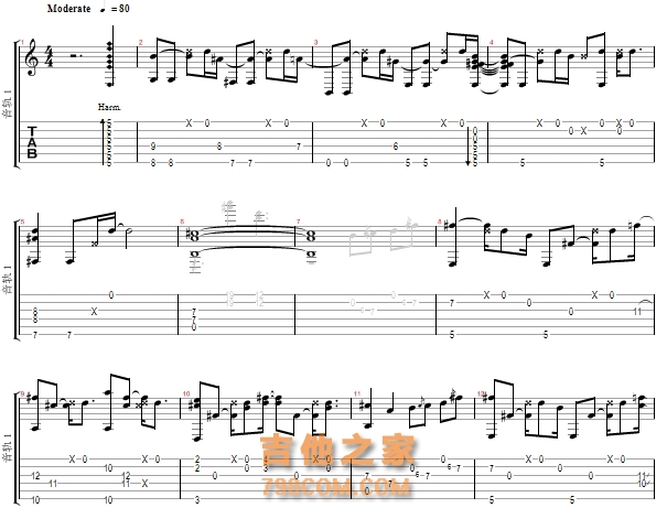 midnight rain吉他谱 押尾桑指弹吉他谱