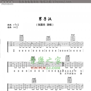 张震岳《男子汉》吉他谱