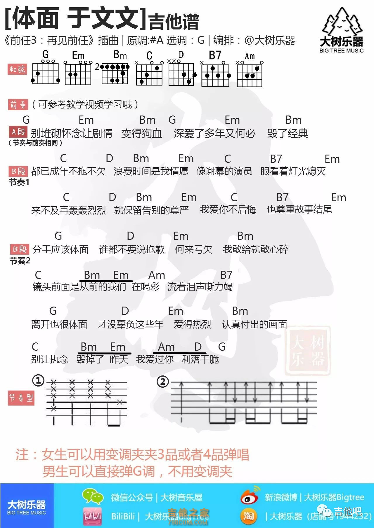 于文文《体面》吉他谱 - 吉他事