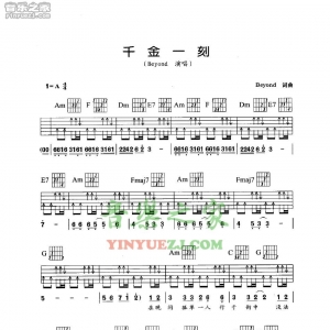 Beyond《千金一刻》吉他谱