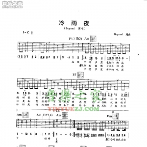 Beyond《冷雨夜》吉他谱