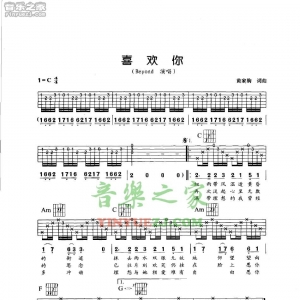 Beyond《喜欢你》吉他谱