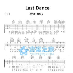A调双吉他版伍佰《LastDance》吉他弹唱六线谱