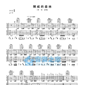 G调双吉他原版伍佰《挪威的森林》吉他弹唱六线谱