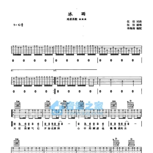 G调版伍佰《冰雨》吉他弹唱六线谱