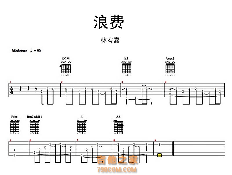 林宥嘉浪费吉他谱