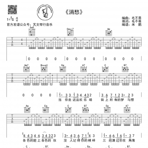 毛不易《消愁》吉他谱_弹唱谱六线谱_