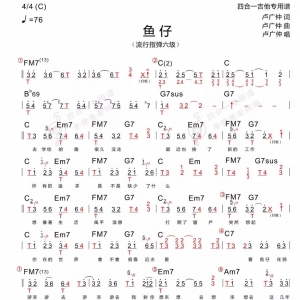 鱼仔 卢广仲 四合一吉他谱
