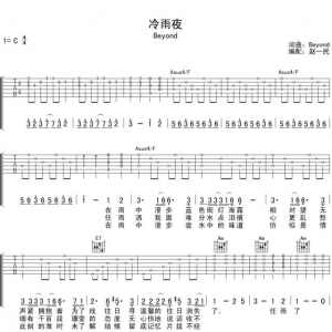 吉他谱 | Beyond《冷雨夜》