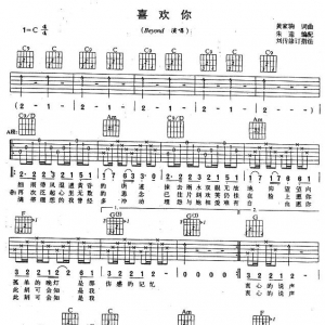 【吉他谱分享】黄家驹经典歌曲《喜欢你》!