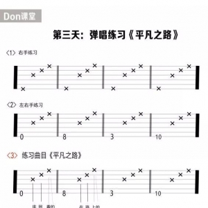 【DON自制】8天学吉他,初学入门吉他篇 第三天弹唱《平凡之路》 ... ...