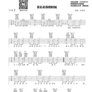 我看着你的时候吉他谱 李荣浩 D调新辉吉他编配版 