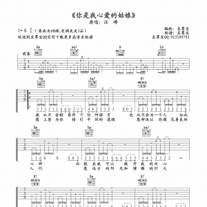 汪峰-你是我心爱的姑娘高清吉他谱六线谱