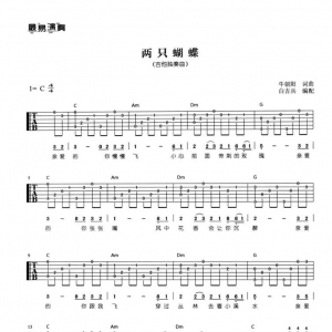 【吉他谱独奏曲】两只蝴蝶吉他谱《两只蝴蝶》