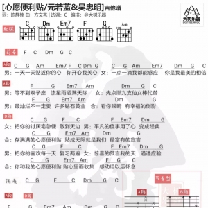 《心愿便利贴》王欣宇-吉他弹唱曲谱 | 大树音乐屋