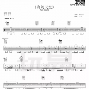 【吉他谱*视频】指弹《海阔天空吉他谱》