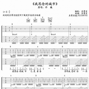 许巍《我思念的城市》吉他谱分享