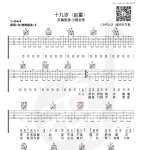 每日有谱:赵雷《十九岁》吉他谱 弹唱教学视频