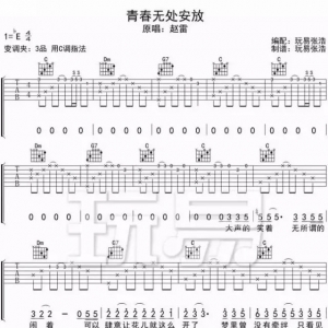 吉他谱--赵雷《青春无处安放》