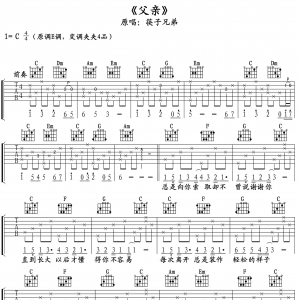 【吉他谱】筷子兄弟《父亲》