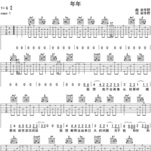 宋冬野《年年》年年吉他谱