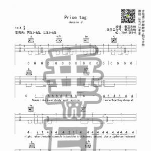 Jessie J《price tag》price tag吉他谱  G调垂耳吉他版