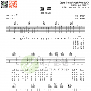 罗大佑《童年》童年吉他谱【扫弦高清版】
