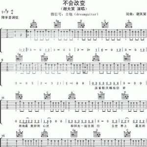 谢天笑《不会改变》不会改变吉他谱