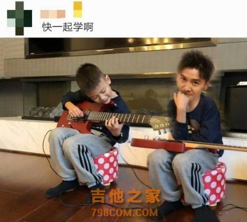 田亮晒儿子弹吉他帅照 小亮仔换新发型更像爸爸了