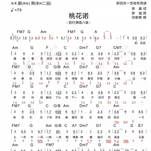 邓紫棋《桃花诺》桃花诺吉他谱  新四合一吉他谱
