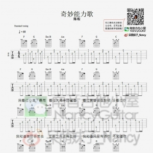 陈粒《奇妙能力歌》奇妙能力歌吉他谱 吉他弹唱谱  南音六线版 ...